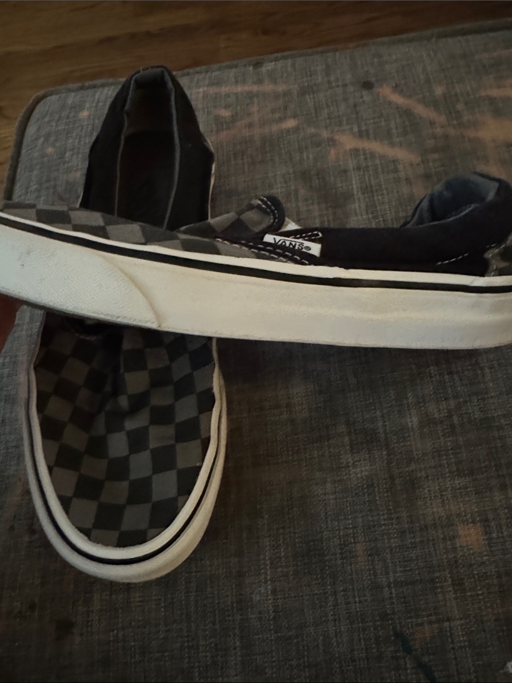 Vans Slip-On Checkerboard Sneakers - Black & Gray - Picture 3 of 7